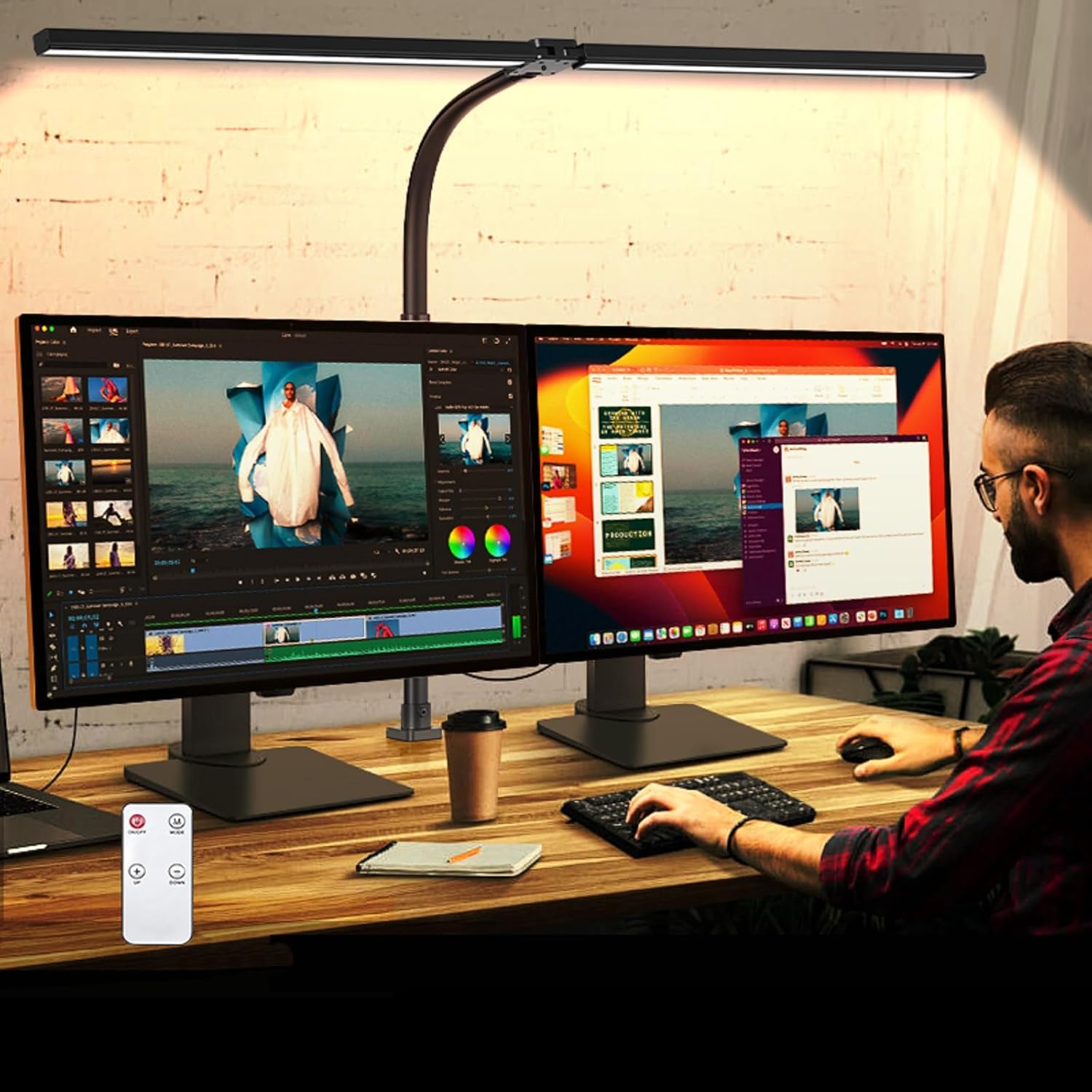 Double Head LED Desk Lamp with Remote Control for Home Office 24W Brightest Computer Desk Light for Workbench Drafting Architect Study Reading with Anti-Glare Cover - Image 9