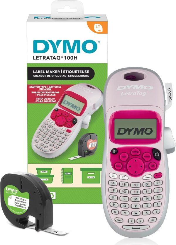 DYMO LetraTag LT-100H Handheld Aesthetic Label Maker | ABC Keyboard Label Printer with Easy-to-Use, 13 Character LCD Screen | Great for Home & Office Organization | Pink (New) - Image 9