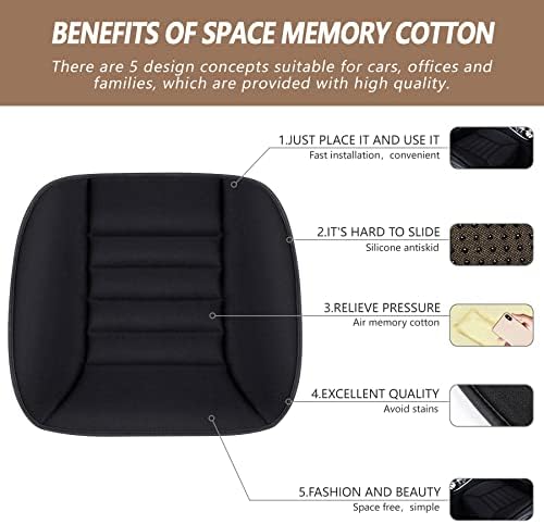 MYFAMIREA Car Seat Cushion Pad 1.2" Thick Comfort Seat Protector for Car Driver Seat Office Chair Home Use Memory Foam Seat Cushion with Non Slip Bottom, 20'' x 18.5'', Black - Image 2