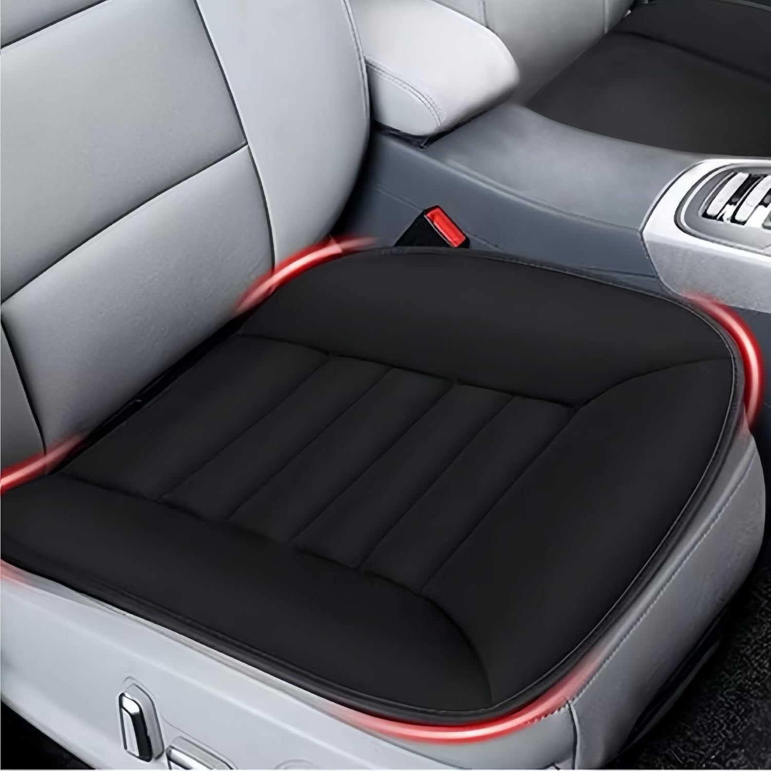 MYFAMIREA Car Seat Cushion Pad 1.2" Thick Comfort Seat Protector for Car Driver Seat Office Chair Home Use Memory Foam Seat Cushion with Non Slip Bottom, 20'' x 18.5'', Black - Image 9